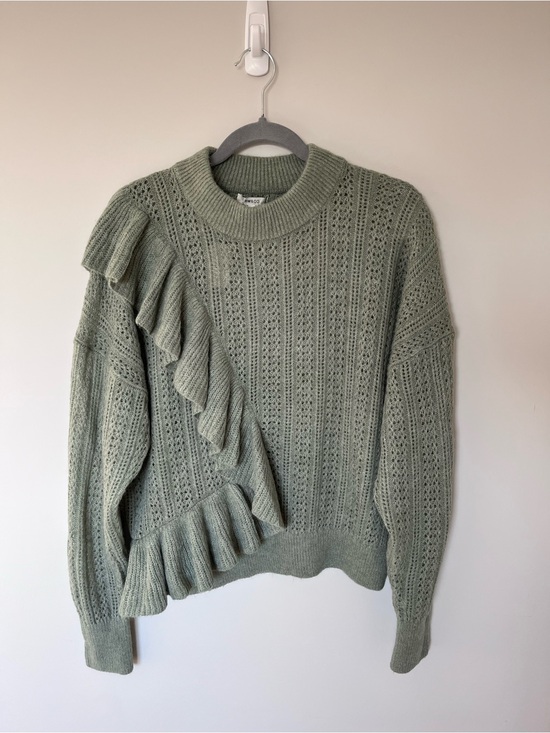 RW&CO. Sweaters - RW&CO NWT Sz L Asymmetrical Ruffle Open Knit Sweater Feminine Soft Girl Romantic